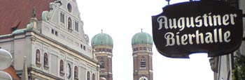 Blick augustiner Bierhalle Frauenkirche