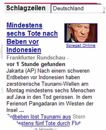 Verwirrend: Google illustriert Tsunami mit Adenauer