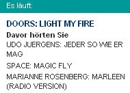 Ausschnitt Playlist NDR1 Radio MV: Marianne Rosenberg und The Doors