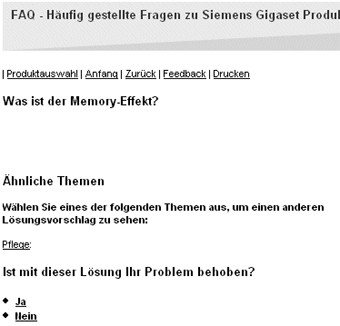 Fehlerhafte Anzeige: In der FAQ-Liste zum Telefon fehlen die entscheidenden Stellen