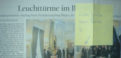 Zeitungsausschnitt Empfang Bundespräsident