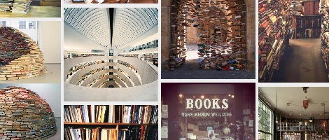 Ausriss von bookshelfporn mit Fotos von Buchregalen