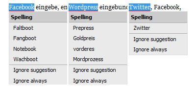 Irreführende Korrekturvorschläge